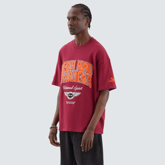 Nena and Pasadena Wings Loopback Raptor Tee Maroon