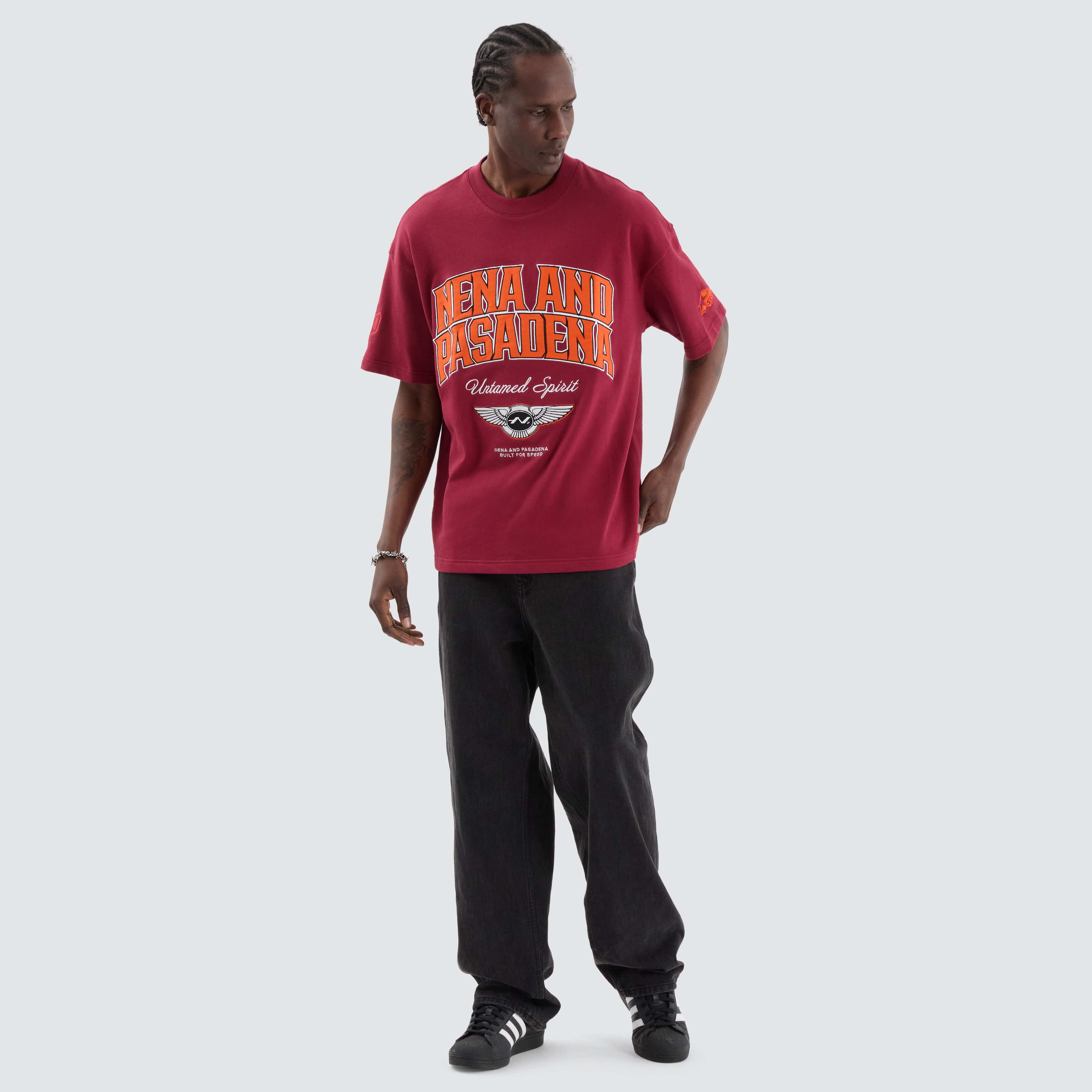 NXP Wings Loopback Raptor Fit Tee in Maroon Neverland Store