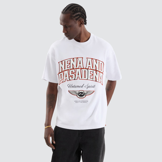 Nena and Pasadena Wings Loopback Raptor Tee Optical White