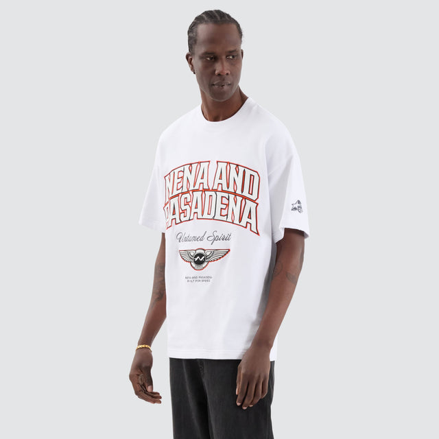 Nena and Pasadena Wings Loopback Raptor Tee Optical White