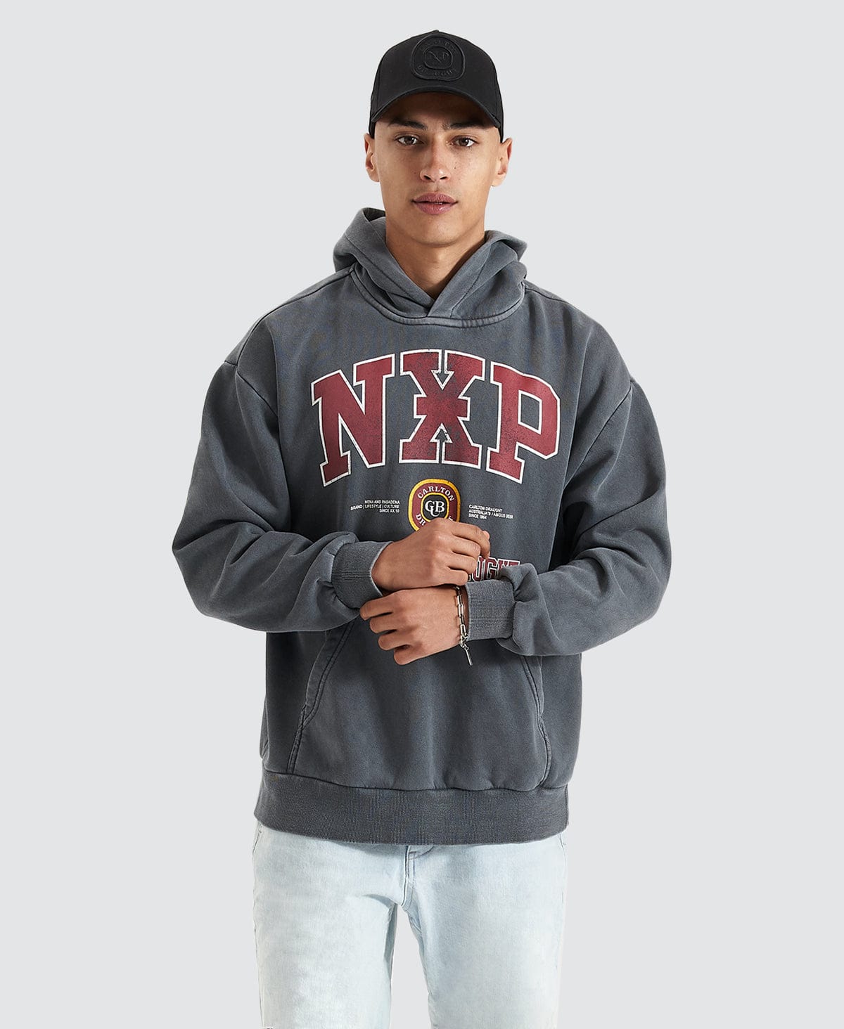 Gray and hot sale red hoodie