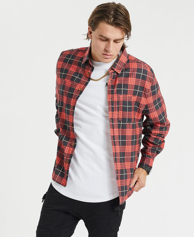 Nena & Pasadena Charge Casual LS Shirt - Red Check Multi Colour