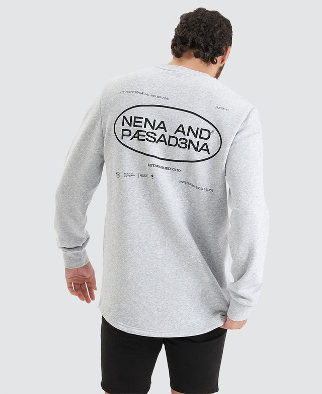 Nena & Pasadena Dead Draw Dual Curved Sweater - Grey Marle GREY