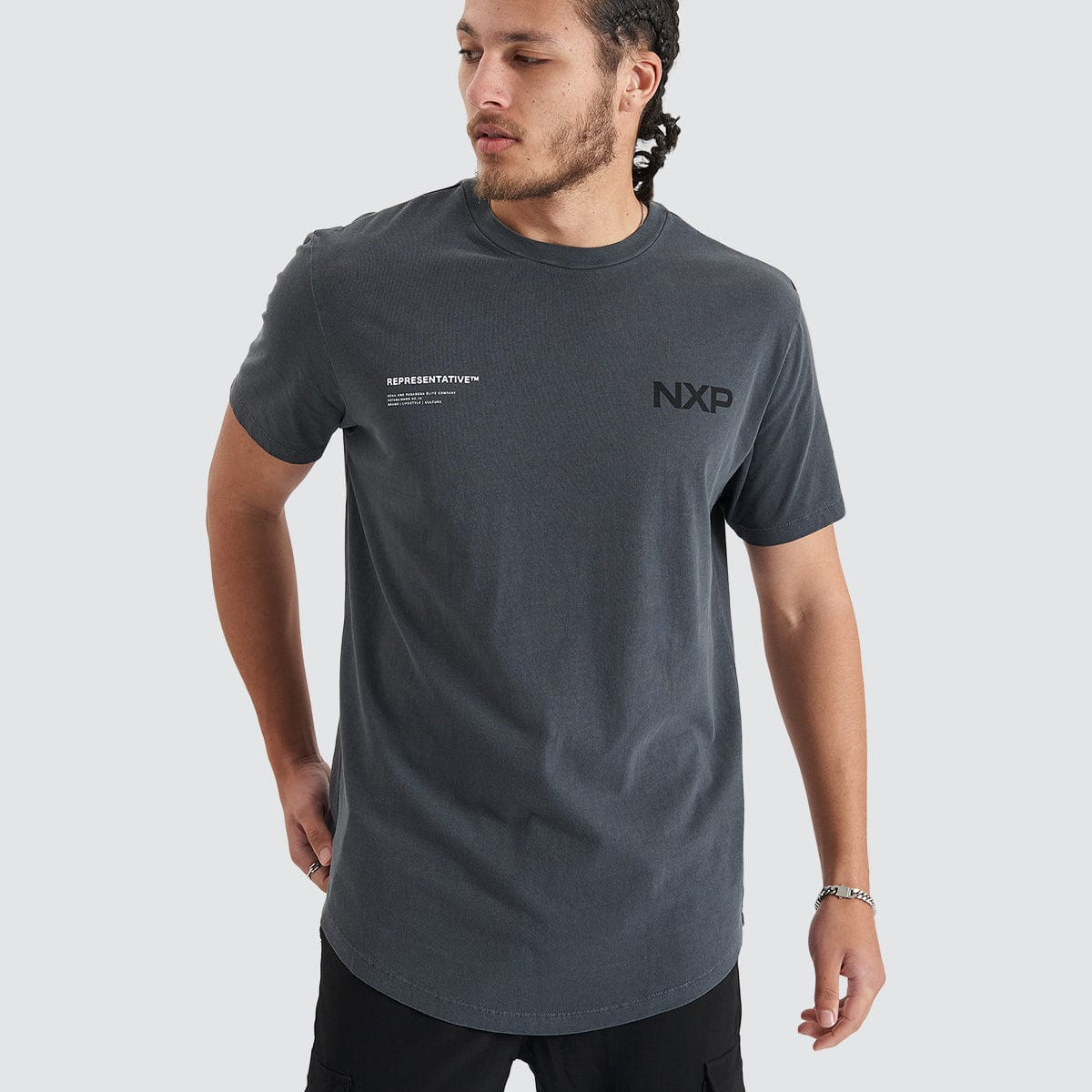 NXP Delta Time Dual Curved Tee in Asphalt - Neverland Store