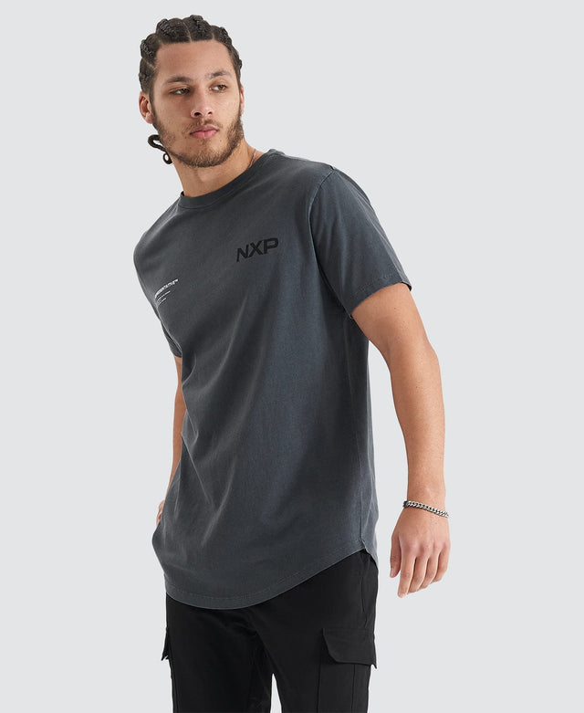 Nena & Pasadena Delta Time Dual Curved Tee - Pigment Asphalt GREY