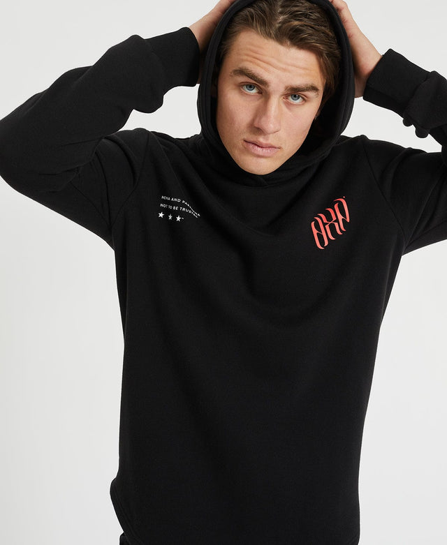 Nena & Pasadena Doused Heavy Hooded Dual Curved Sweater - Jet Black BLACK