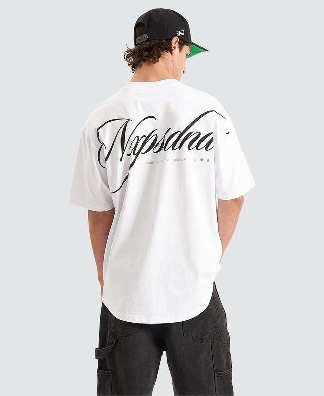 Nena & Pasadena Encrypted Heavy Box Fit Scoop T-Shirt White