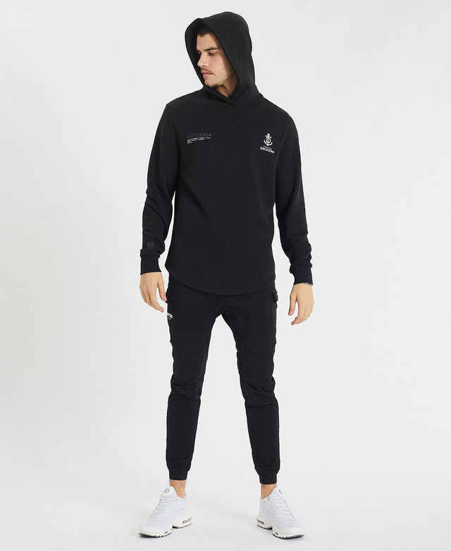 Nena & Pasadena Fremantle Curved Hem Hooded Jumper Jet Black