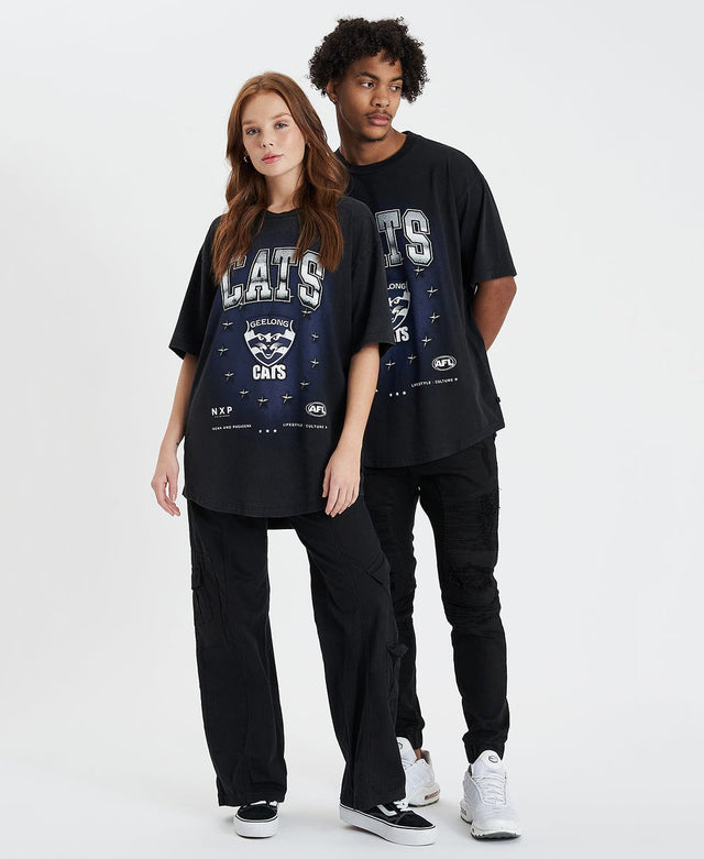 Nena & Pasadena Geelong Box Fit Scoop T-Shirt Mineral Black