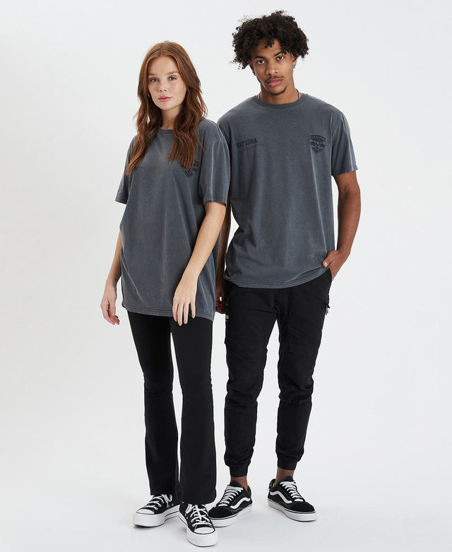 Nena & Pasadena Geelong Cape Back T-Shirt Pigment Charcoal Grey