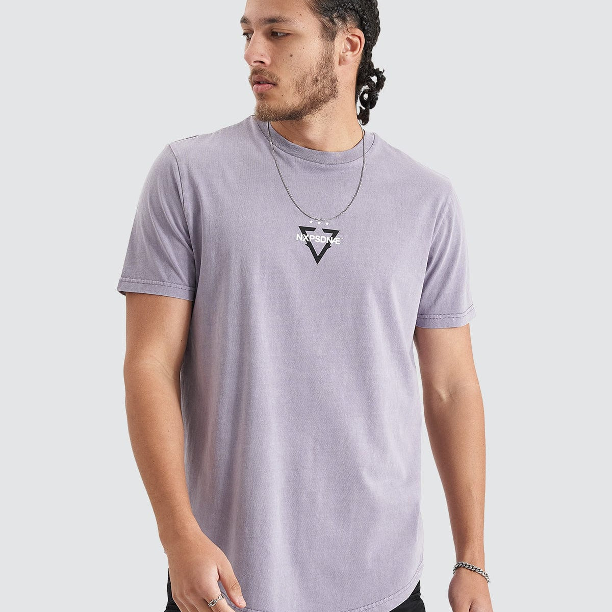 Nena & Pasadena Hunter Dual Curved Tee in Pigment Purple Ash ...