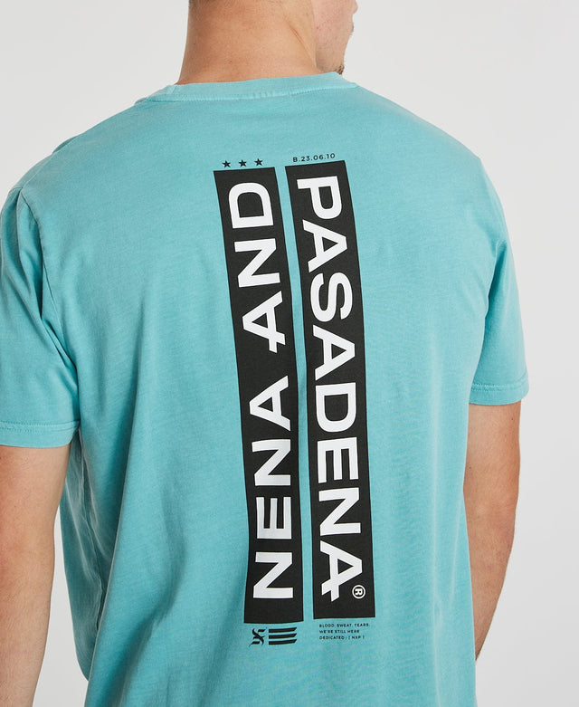Nena & Pasadena Illegal Cape Back T-Shirt Pigment Aqua Blue