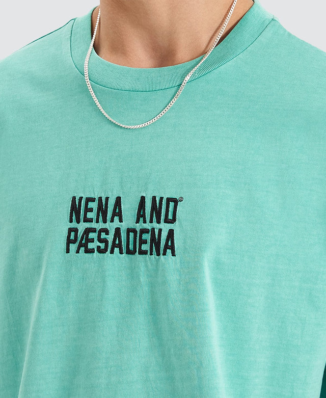 Nena & Pasadena Marathon Heavy Box Fit Scoop T-Shirt Pigment Mint Green