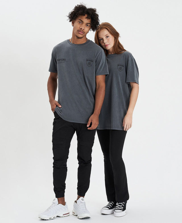 Nena & Pasadena Melbourne Cape Back T-Shirt Pigment Charcoal Grey