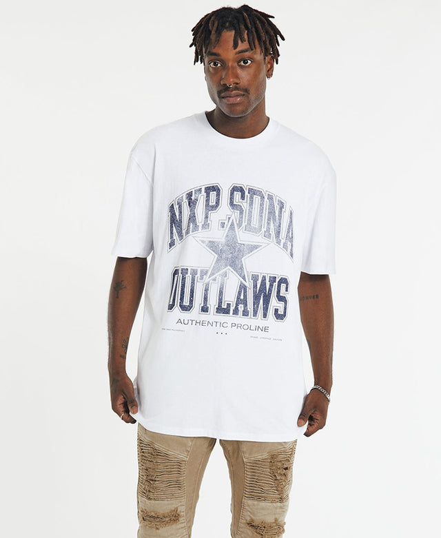 Nena & Pasadena Outlaws Box Fit Scoop T-Shirt White