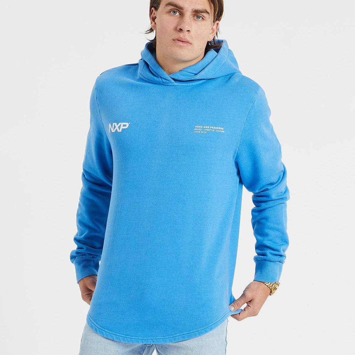 Ozone Hooded Dual Curved Jumper Pigment Azure Blue – Neverland Store