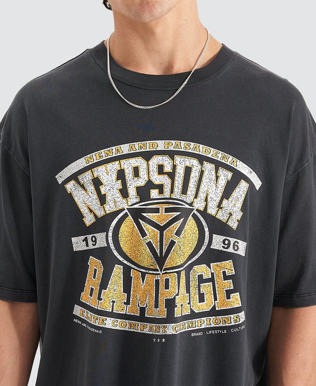 Nena & Pasadena Rampage Heavy Box Fit Scoop T-Shirt Pigment Black