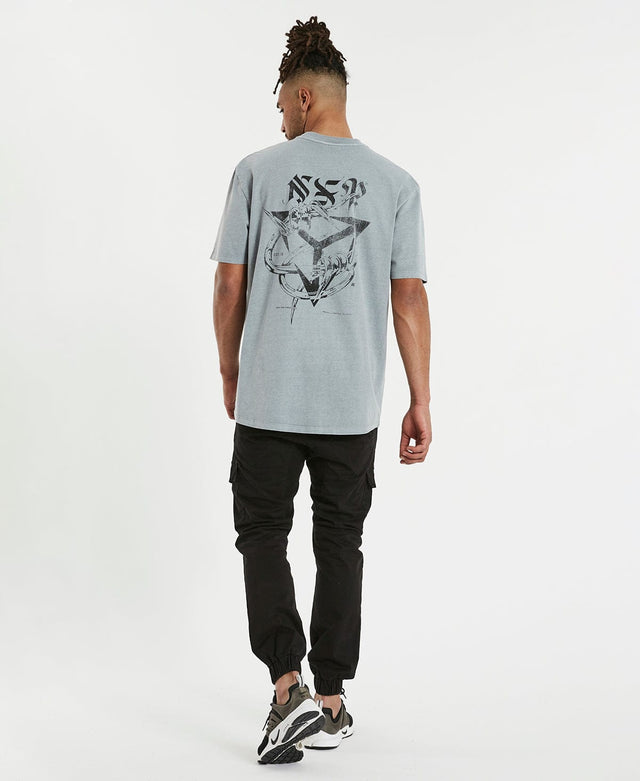 Nena & Pasadena Razorwire Box Fit Scoop T-Shirt Pigment Alloy Grey