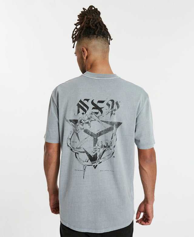 Nena & Pasadena Razorwire Box Fit Scoop T-Shirt Pigment Alloy Grey