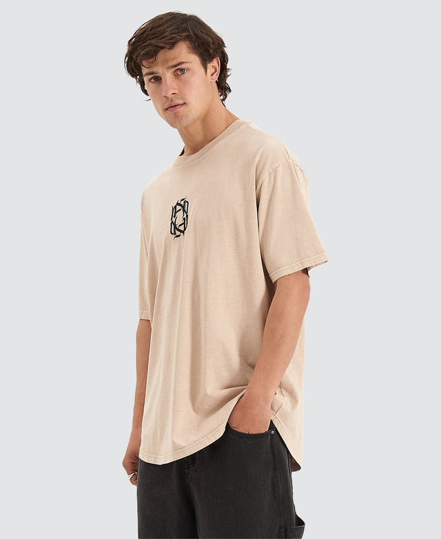 Nena & Pasadena Reminder Heavy Box Fit Scoop T-Shirt Pigment Oxford Tan