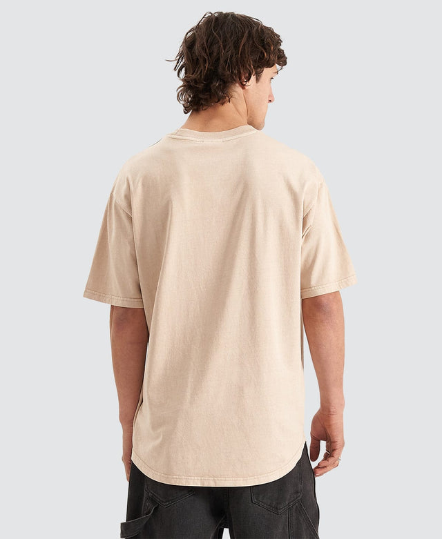 Nena & Pasadena Reminder Heavy Box Fit Scoop T-Shirt Pigment Oxford Tan