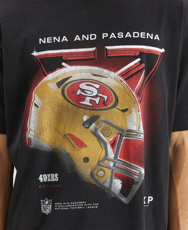 Nena & Pasadena San Francisco Box Fit Scoop T-Shirt Mineral Black