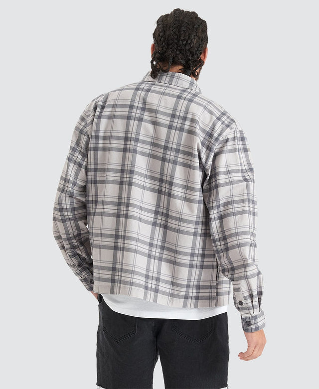 Nena & Pasadena Solid Relaxed Overshirt - Castlerock/Frost Grey Check Multi Colour