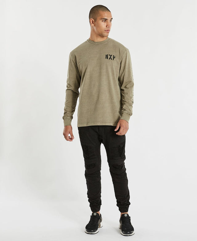 Nena & Pasadena Turbine Relaxed L/S Tee - Pigment Taupe BROWN