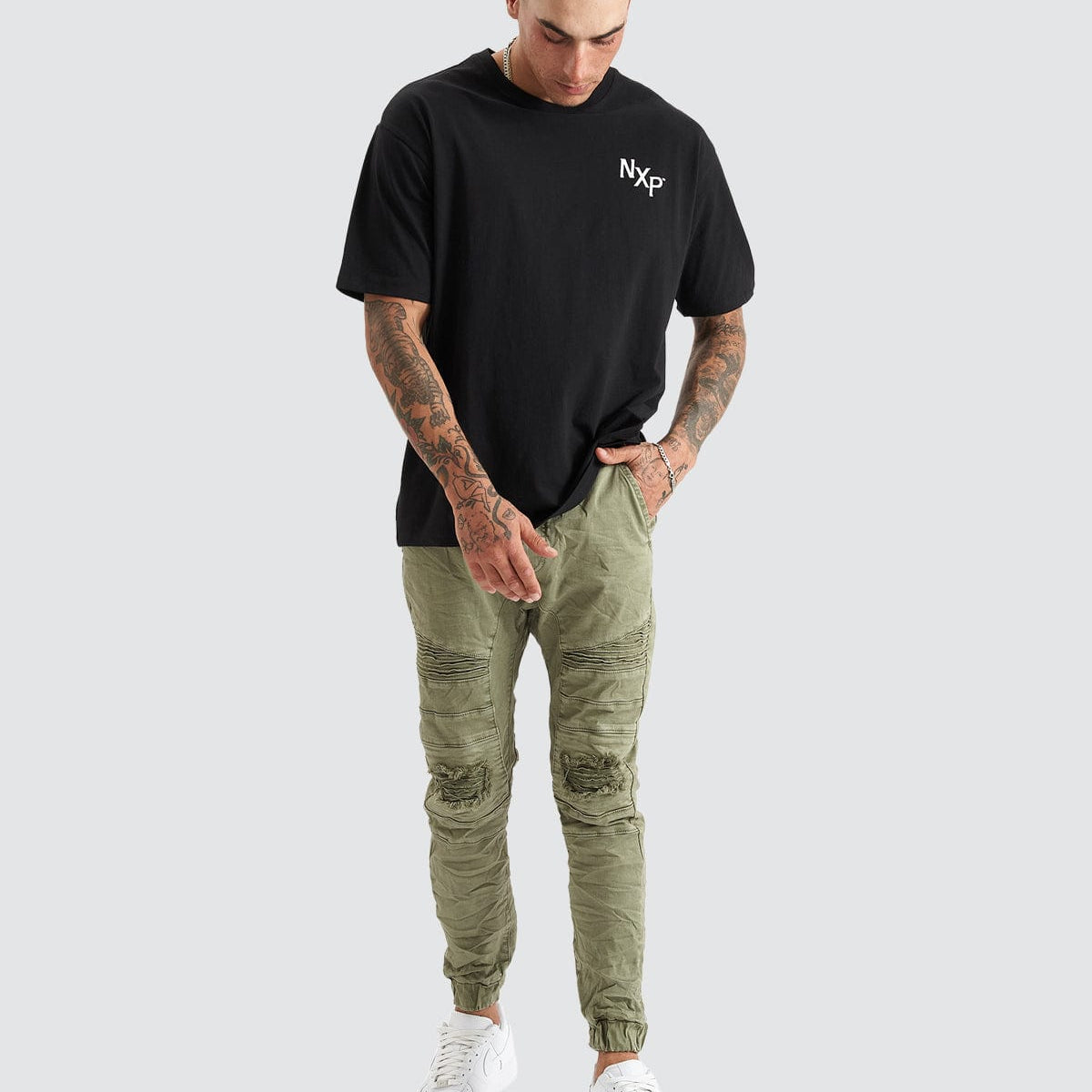 NXP Viper Denim Jogger in Khaki - Nena and Pasadena | Neverland Store