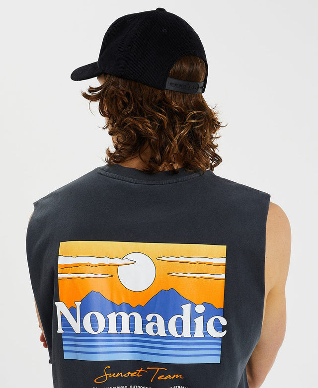 Nomadic Gadia Relaxed Fit Muscle Tee Pigment Castlerock Grey