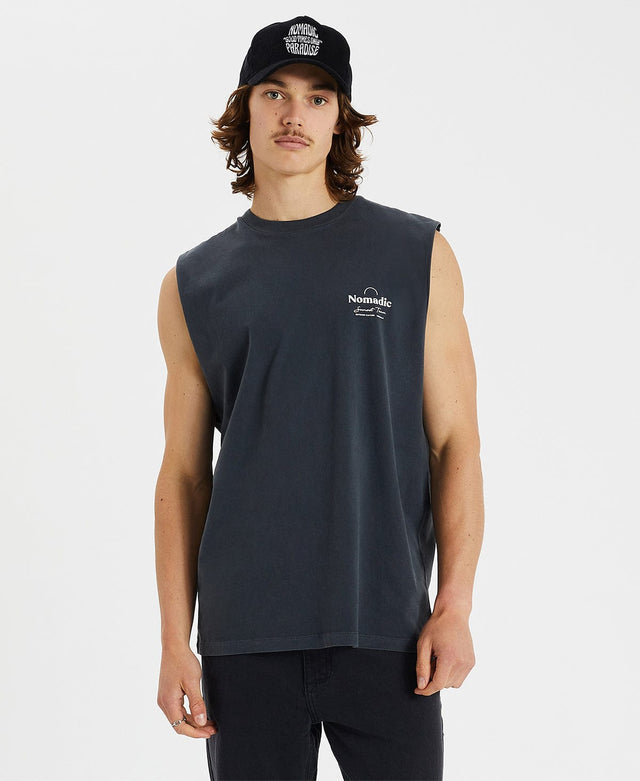 Nomadic Gadia Relaxed Fit Muscle Tee Pigment Castlerock Grey