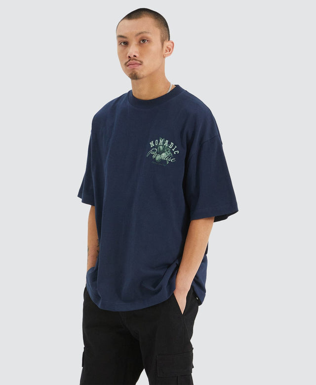 Nomadic Market Heavy Street T-Shirt Navy Blue