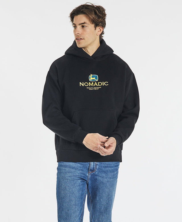 Nomadic Northern Pine Relaxed Hooded Sweater - Anthracite Black BLACK