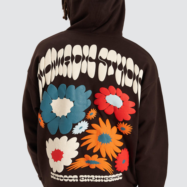 Nomadic Paradise Bouquet Oversized Hood DARK CHOCOLATE