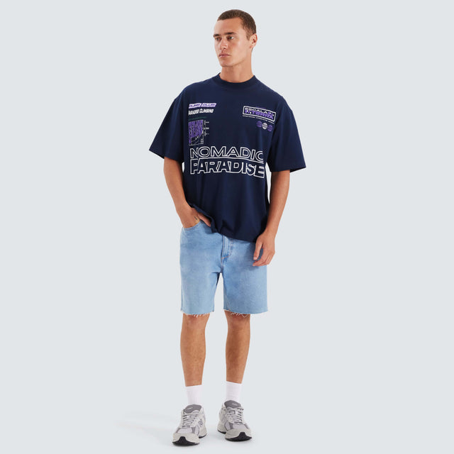 Nomadic Paradise Radar Street Tee Navy Blue