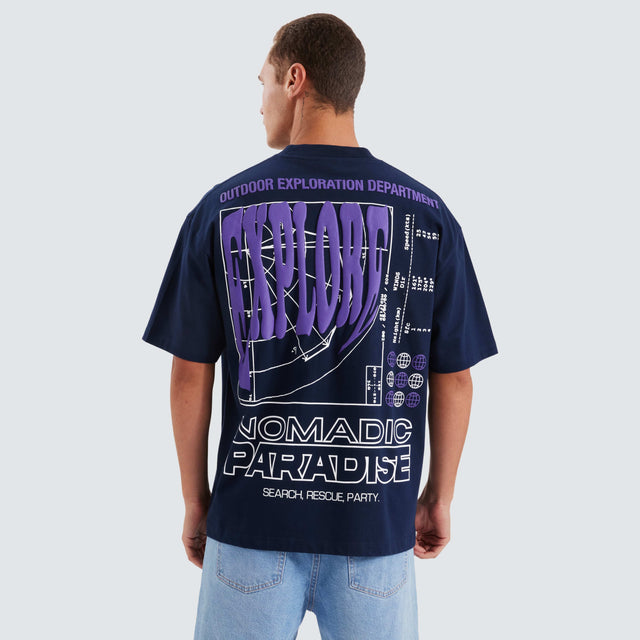 Nomadic Paradise Radar Street Tee Navy Blue