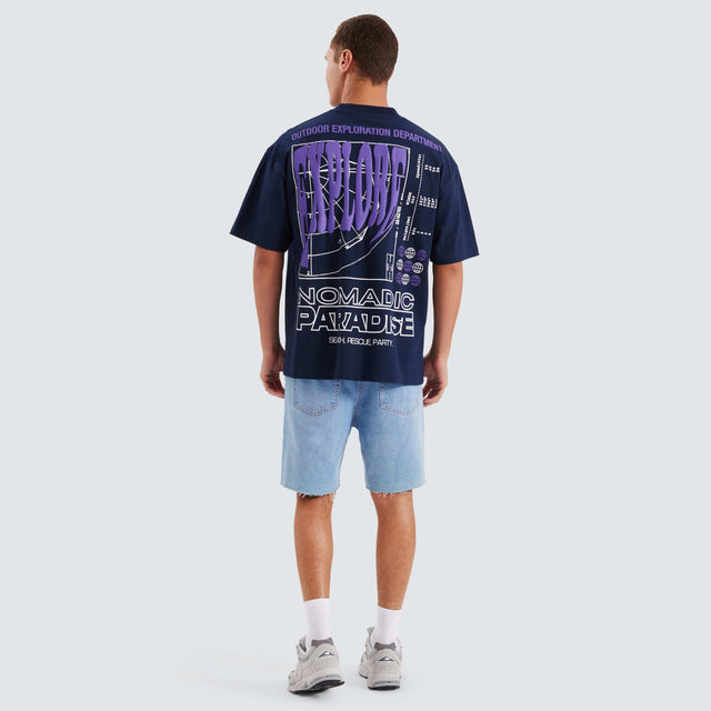 Nomadic Paradise Radar Street Tee Navy Blue