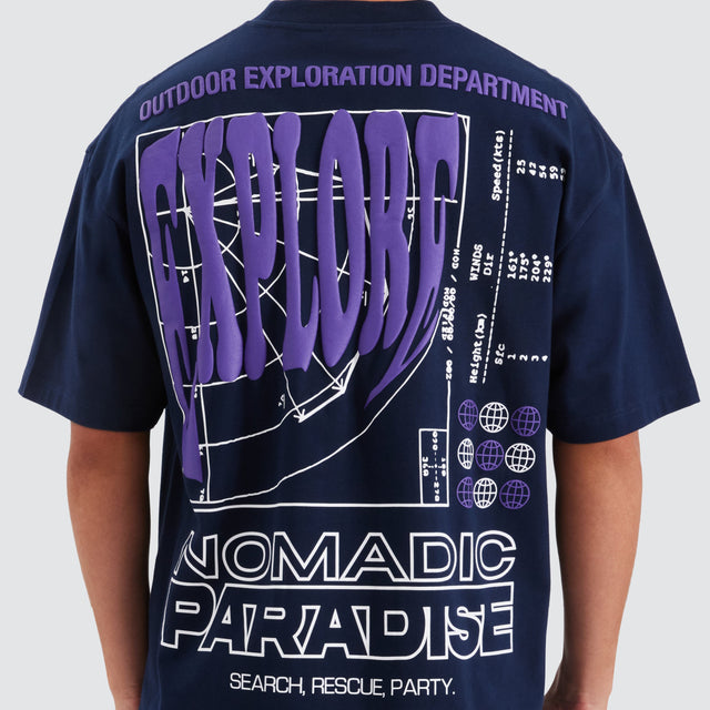 Nomadic Paradise Radar Street Tee Navy Blue