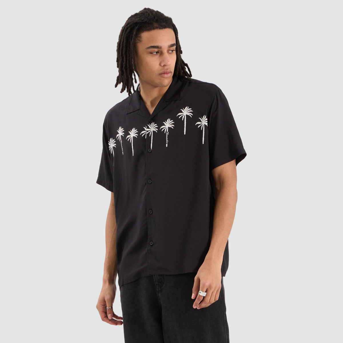 Rider Relaxed Short Sleeve Shirt Black/White Print | Neverland Store