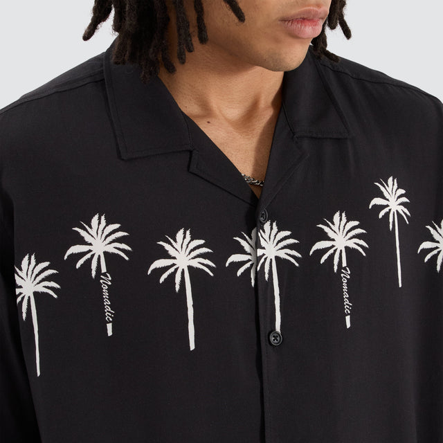 Nomadic Paradise Rider Relaxed Short Sleeve Shirt Black/White Print