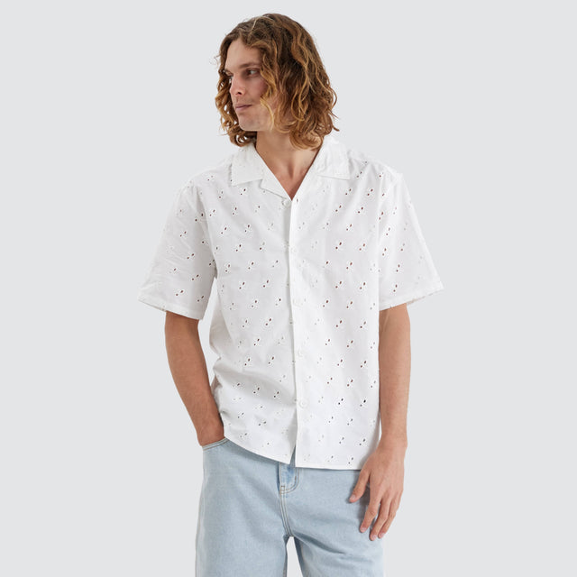 Nomadic Paradise Wobble Resort Crop Shirt Off White