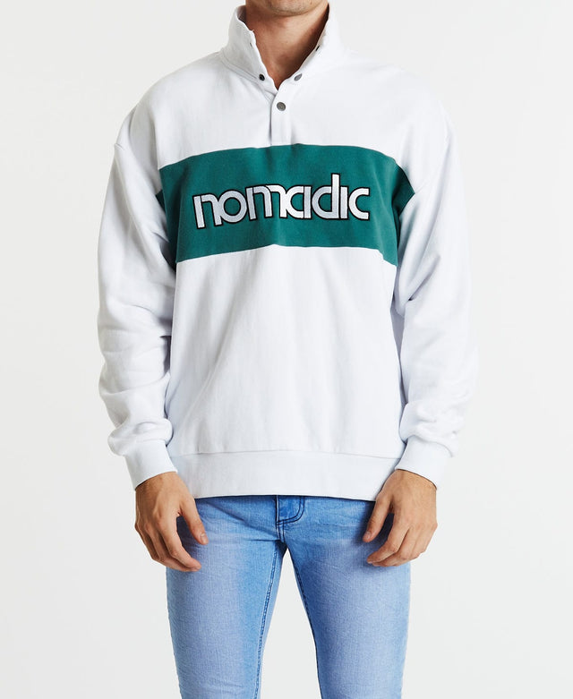 Nomadic Smiles Pull Over Sweater - White/North Sea WHITE