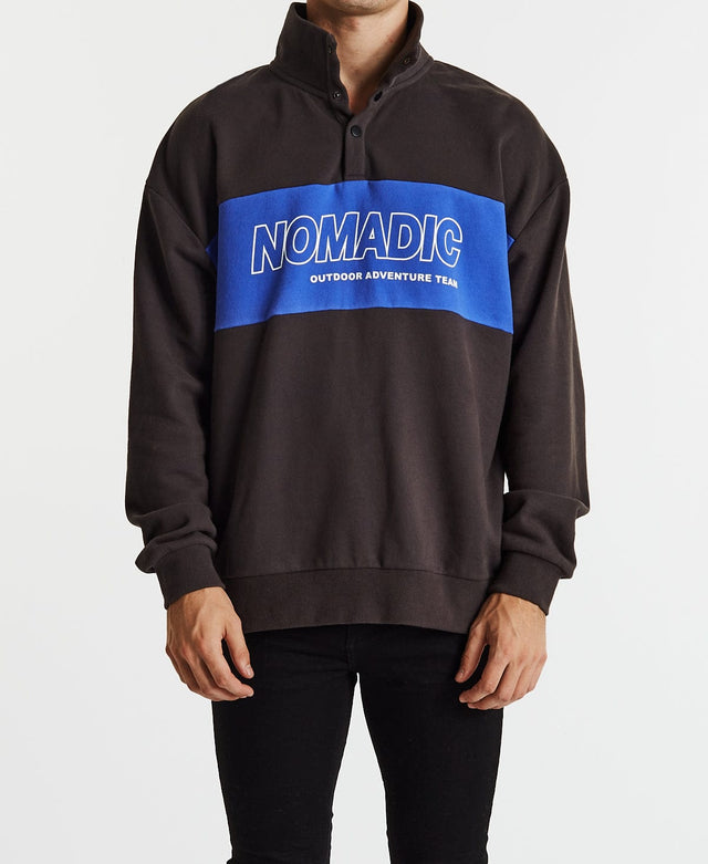 Nomadic Space Pull Over Sweater - Asphalt/Blue BLACK