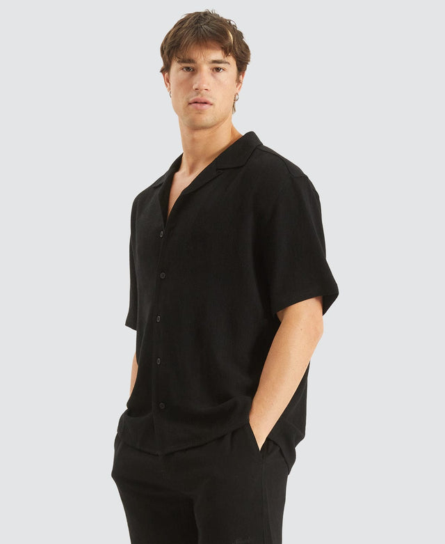 Nomadic Stoked Cropped Resort Shirt Black