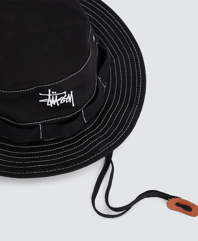 Stussy Contrast Topstitch Boonie Hat Black