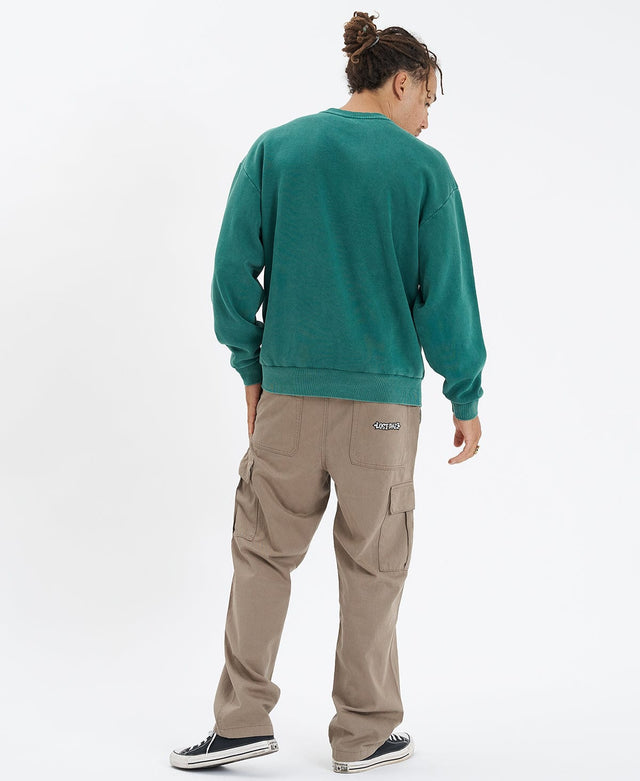 Sushi Radio Cold Wind Relaxed Sweater - PIGMENT FOREST GREEN GREEN