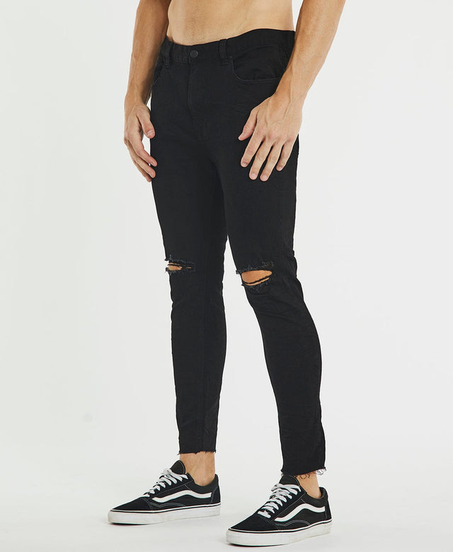 Sushi Radio Hacksaw Cropped Skinny Jeans Rinse Black