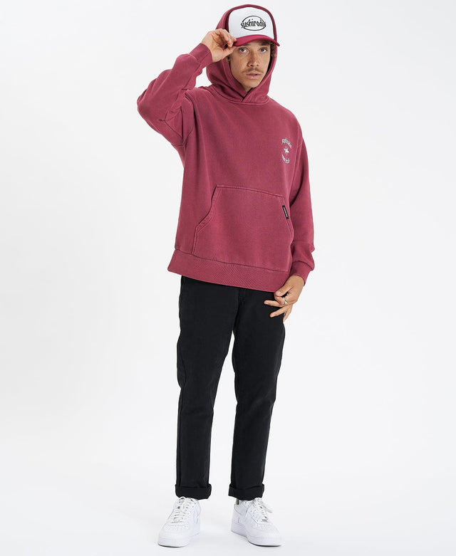 Sushi Radio Inner Circle Relaxed Hoodie - Pigment Burgundy Red