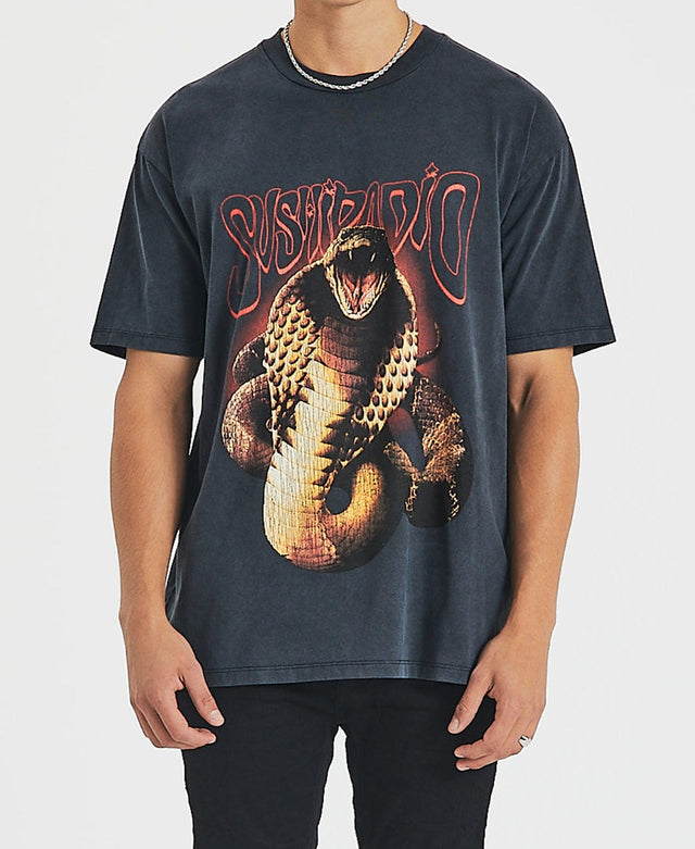 Sushi Radio Serpent Box Fit T-Shirt Mineral Black