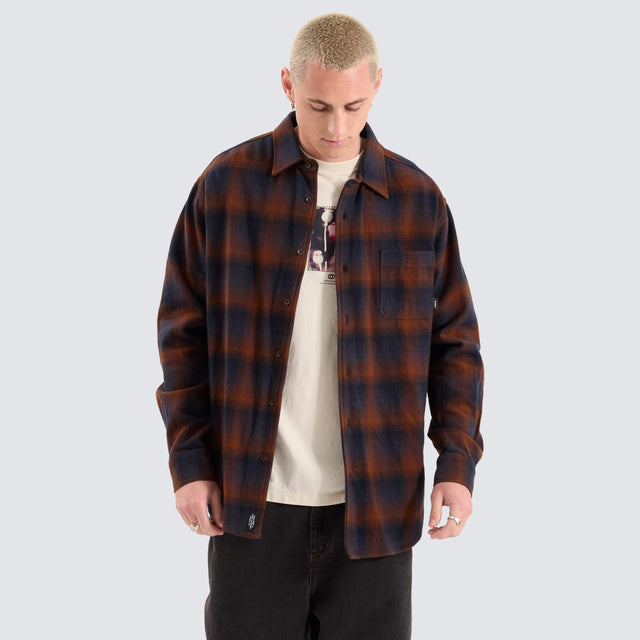 Thrills Barrio Flannel Shirt Blue